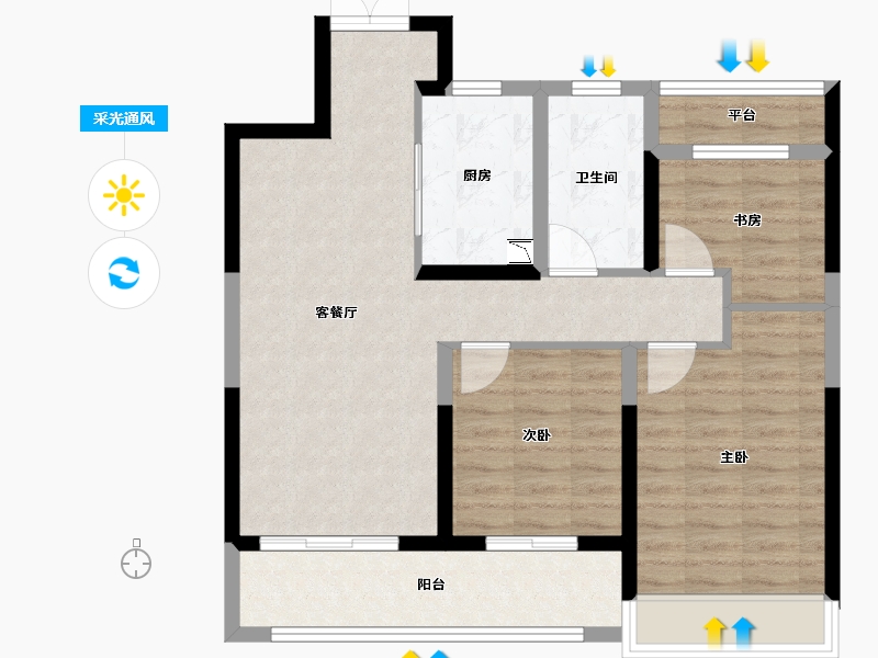 浙江省-温州市-温州吾悦广场・澜悦府-80.80-户型库-采光通风