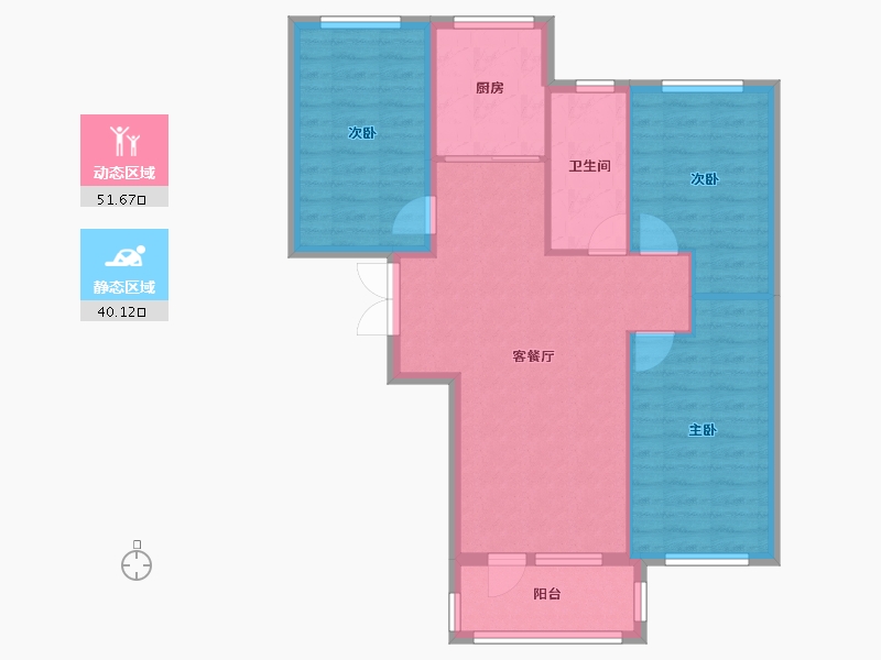 辽宁省-大连市-景泰汇小区-83.11-户型库-动静分区