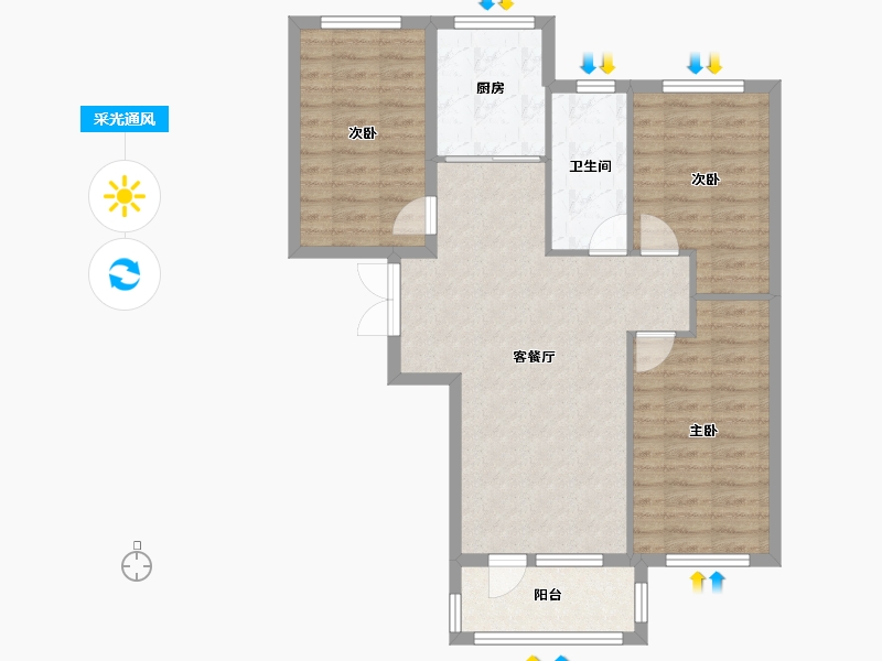 辽宁省-大连市-景泰汇小区-83.11-户型库-采光通风