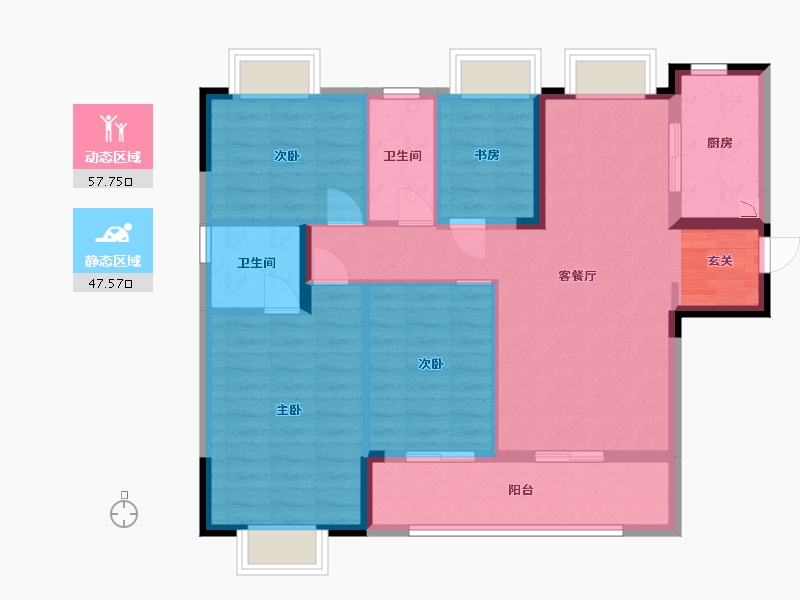 湖北省-武汉市-融创首创九派江山-94.41-户型库-动静分区