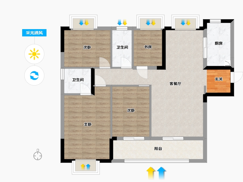 湖北省-武汉市-融创首创九派江山-94.41-户型库-采光通风