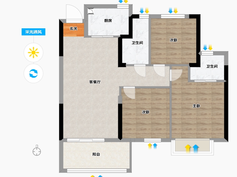 江西省-九江市-中辉学府-80.80-户型库-采光通风