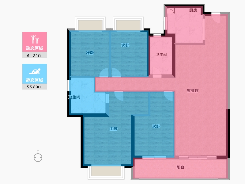 山东省-烟台市-水沐雍荣府-109.05-户型库-动静分区