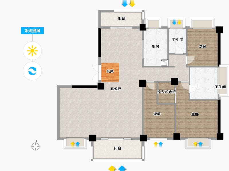 湖北省-武汉市-博译上坤・云�o-151.13-户型库-采光通风