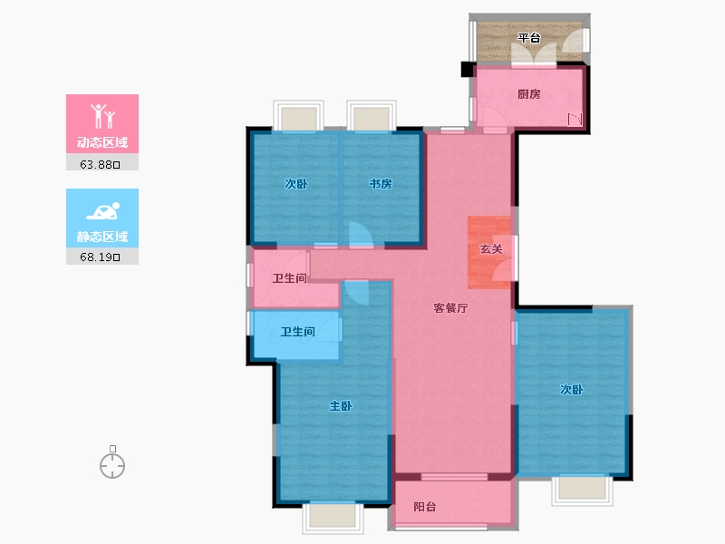 湖北省-武汉市-汉悦府坤�Z-124.09-户型库-动静分区