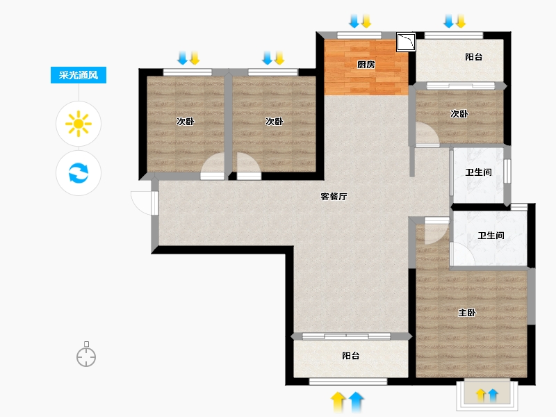 陕西省-西安市-曲江千林郡-98.62-户型库-采光通风