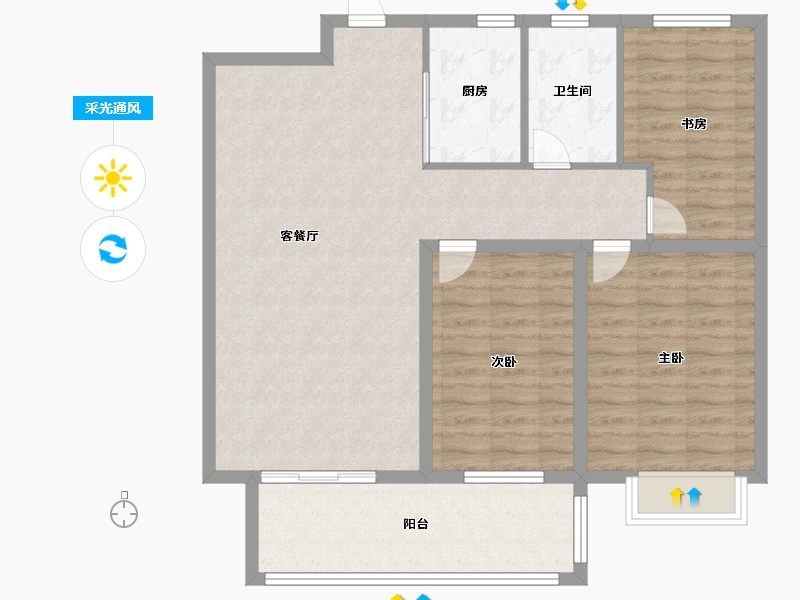 安徽省-阜阳市-金马清华园-100.00-户型库-采光通风