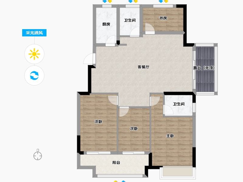 浙江省-嘉兴市-宝格丽公馆-114.14-户型库-采光通风