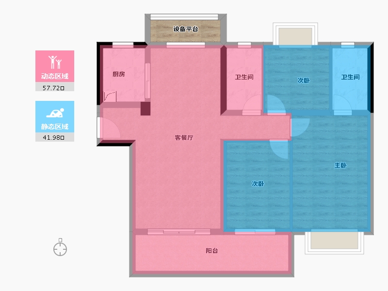 湖南省-长沙市-宁乡敏捷紫云府-92.30-户型库-动静分区