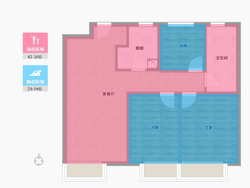 辽宁省-大连市-万科翡翠都会-62.90-户型库-动静分区