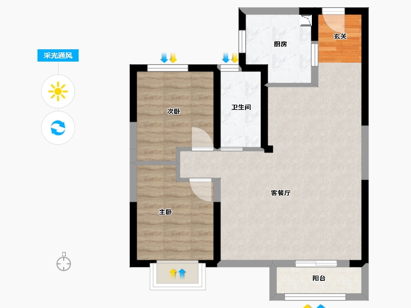 河北省-廊坊市-泰禾廊坊拾景园-62.91-户型库-采光通风