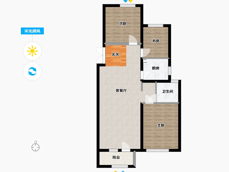 河北省-廊坊市-康城瑞府-83.99-户型库-采光通风