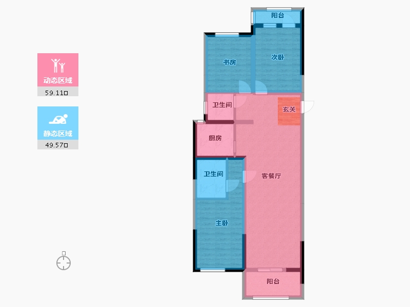 河北省-廊坊市-绿宸・汤泉华府-96.80-户型库-动静分区