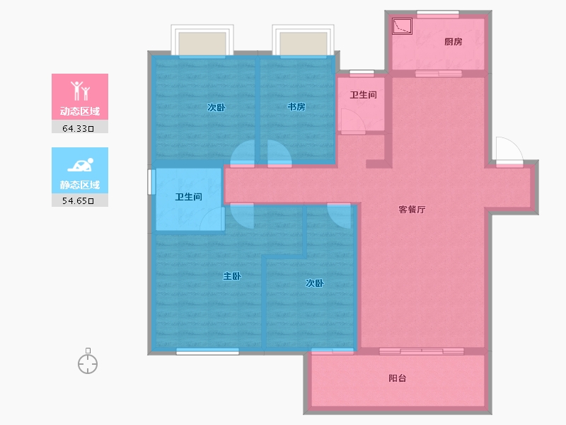 湖南省-长沙市-中国铁建・京师�Z台-106.90-户型库-动静分区