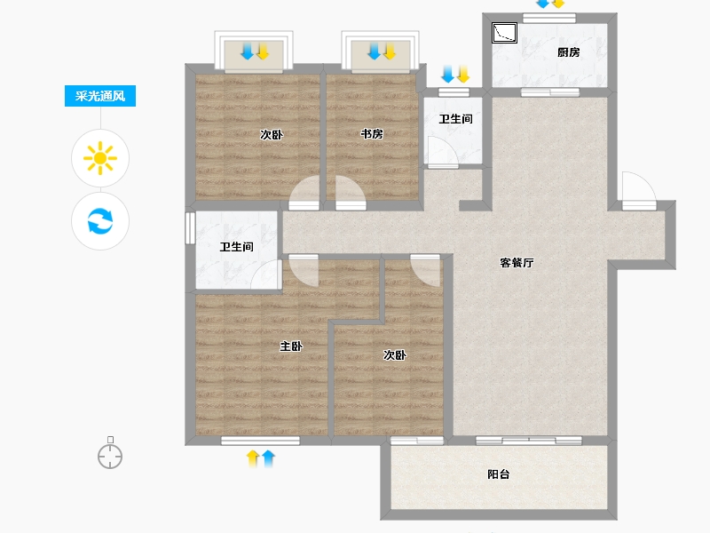 湖南省-长沙市-中国铁建・京师�Z台-106.90-户型库-采光通风