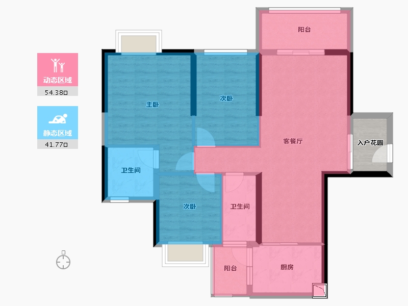 广东省-云浮市-泰德花园-89.64-户型库-动静分区