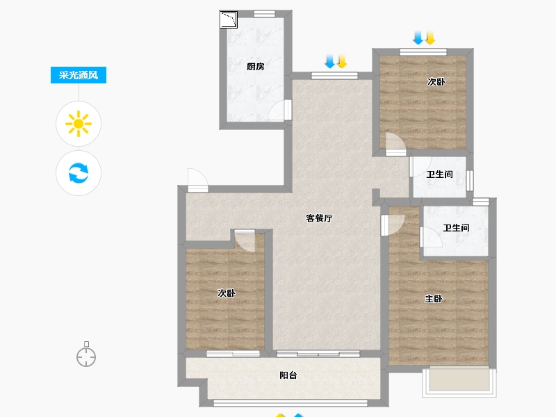 安徽省-蚌埠市-华地紫园-93.50-户型库-采光通风