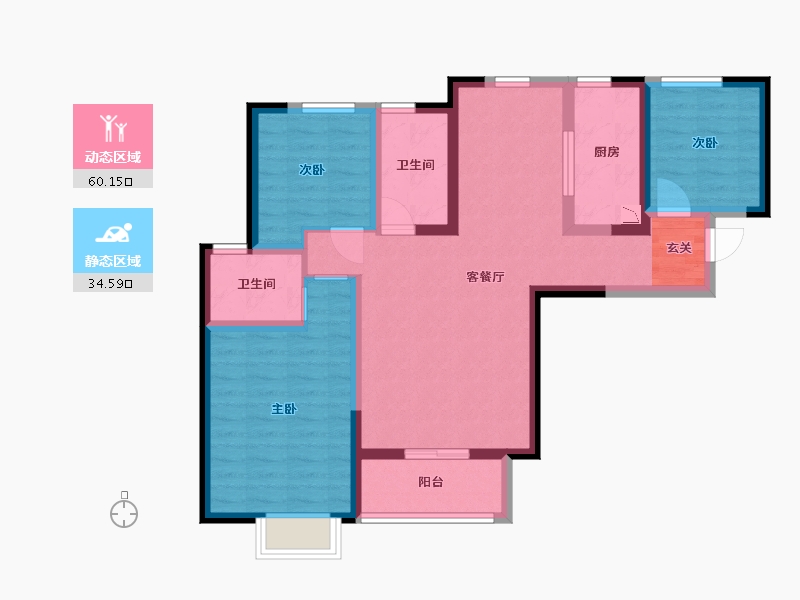 陕西省-西安市-长盛・青春汇-83.02-户型库-动静分区