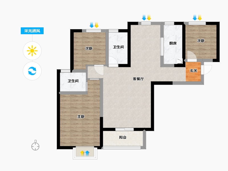 陕西省-西安市-长盛・青春汇-83.02-户型库-采光通风