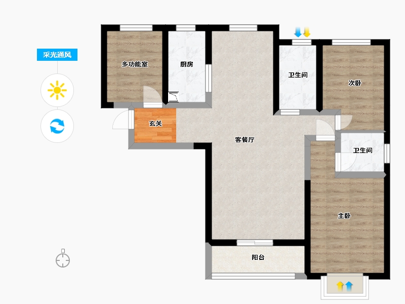 陕西省-西安市-长盛・青春汇-81.17-户型库-采光通风