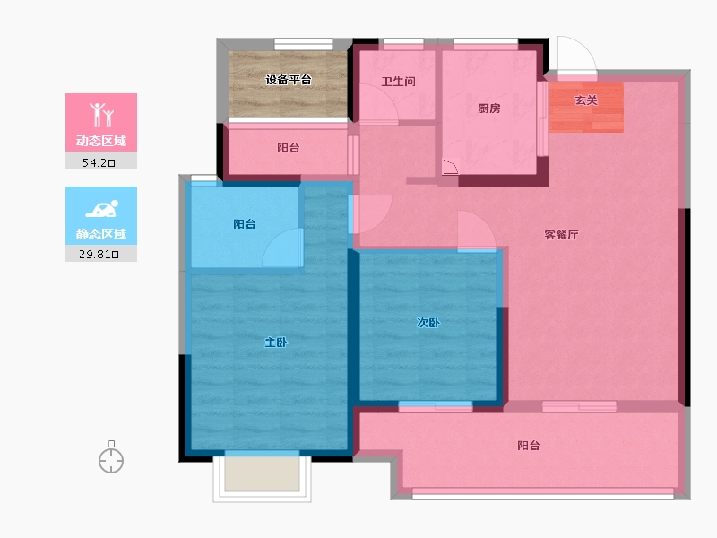 浙江省-舟山市-创世花园-77.69-户型库-动静分区