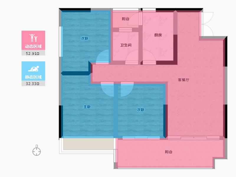 四川省-广元市-和信凤凰世纪城-75.36-户型库-动静分区