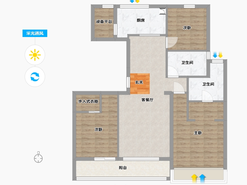 浙江省-舟山市-沁润公寓-94.72-户型库-采光通风