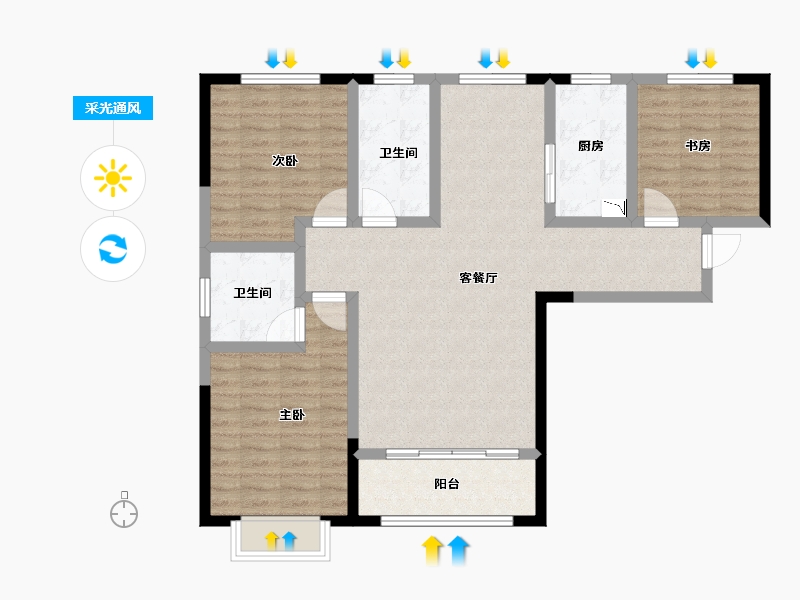 甘肃省-兰州市-永生北玻紫御华府-99.20-户型库-采光通风