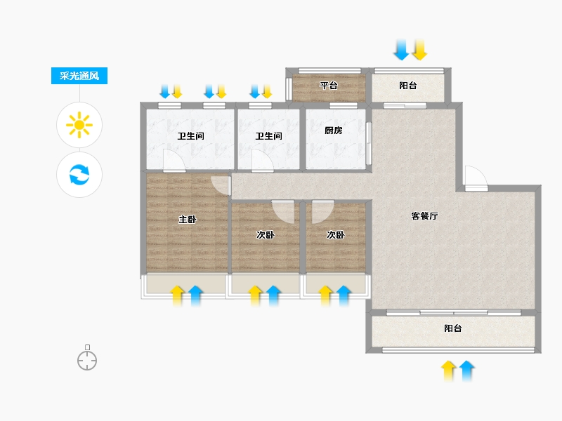 浙江省-温州市-温州万科古翠隐秀-118.50-户型库-采光通风