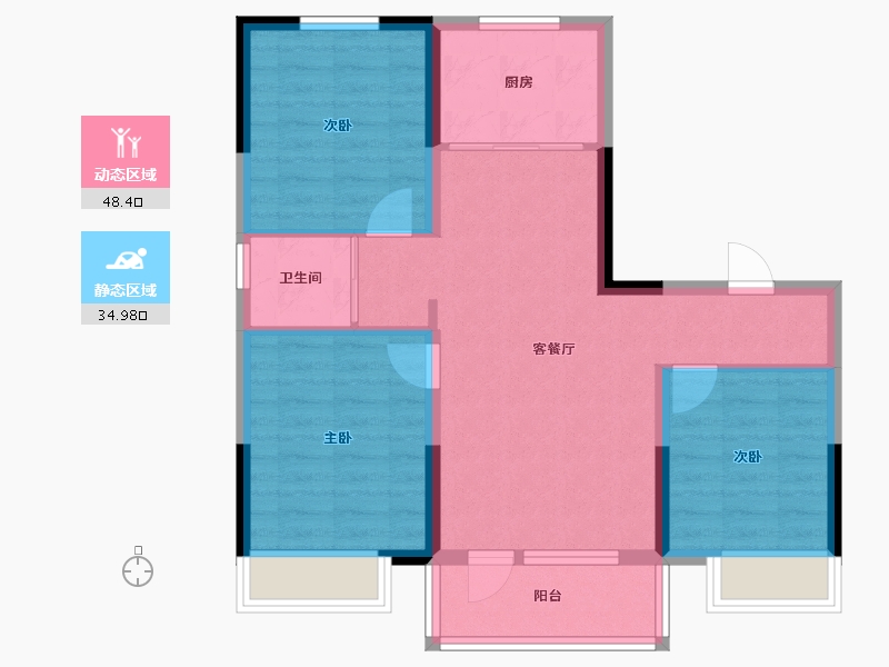 吉林省-吉林市-碧桂园翡翠山-74.50-户型库-动静分区