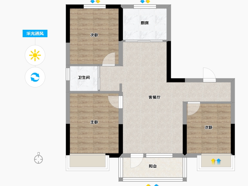 吉林省-吉林市-碧桂园翡翠山-74.50-户型库-采光通风