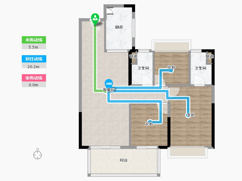 广西壮族自治区-南宁市-奥园瀚德棠悦府-79.95-户型库-动静线