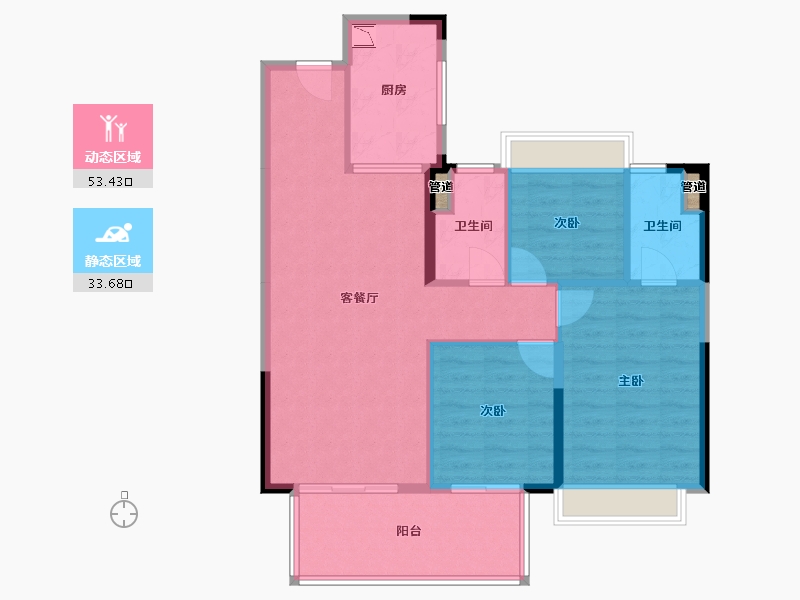 广西壮族自治区-南宁市-奥园瀚德棠悦府-79.95-户型库-动静分区