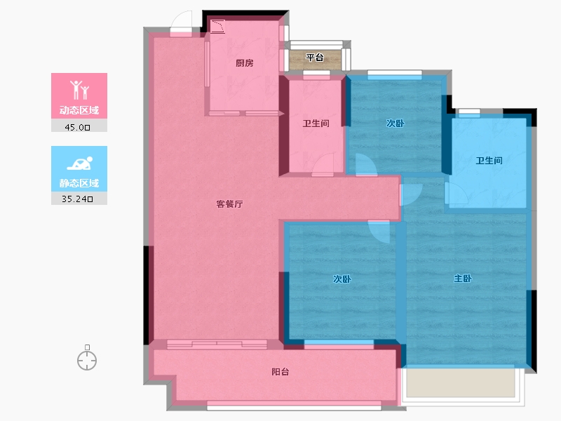 辽宁省-葫芦岛市-龙都悦澜湾-71.20-户型库-动静分区