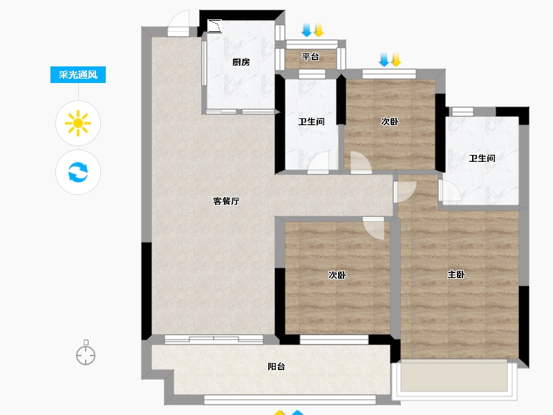 辽宁省-葫芦岛市-龙都悦澜湾-71.20-户型库-采光通风