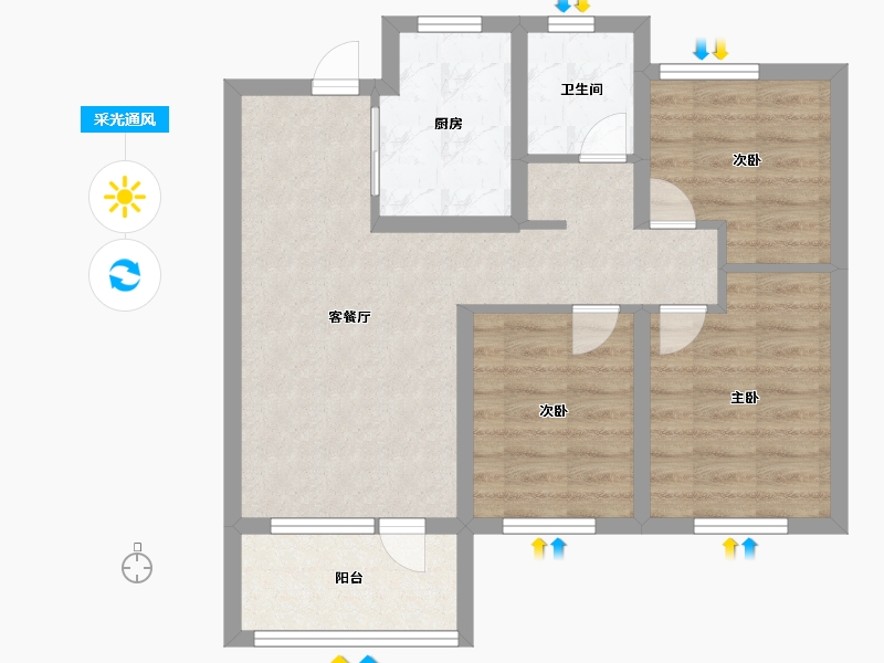 山东省-青岛市-万科金域北岸-64.08-户型库-采光通风