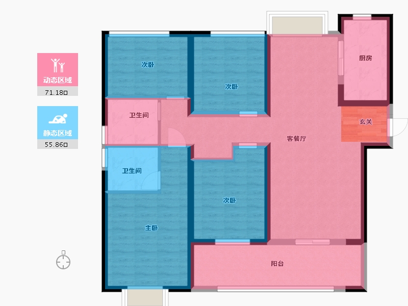 湖南省-长沙市-环球融创会展上东区-113.61-户型库-动静分区