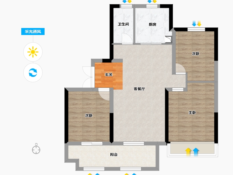 山东省-烟台市-百年万悦府-82.81-户型库-采光通风