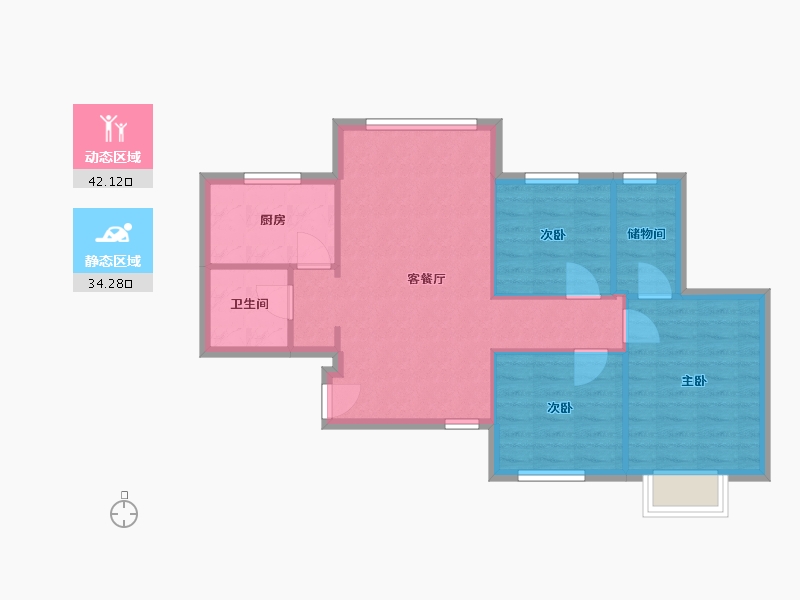 天津-天津市-宸宜花园-69.15-户型库-动静分区