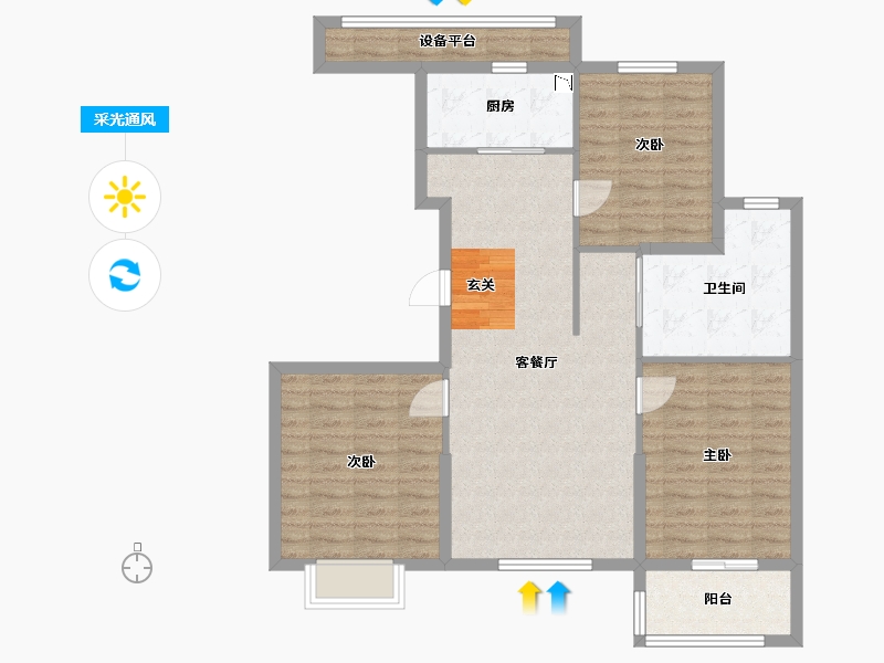 山东省-烟台市-花半里-93.43-户型库-采光通风