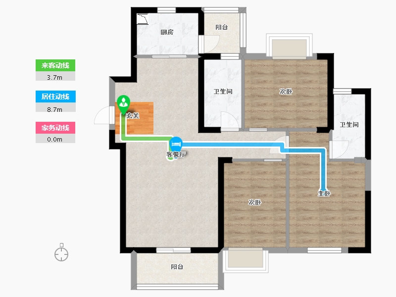 湖南省-长沙市-伊景园・滨河苑-88.00-户型库-动静线