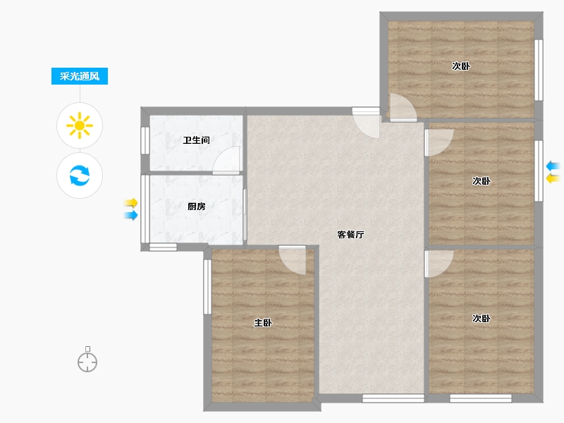 贵州省-贵阳市-盐务街71-91.87-户型库-采光通风