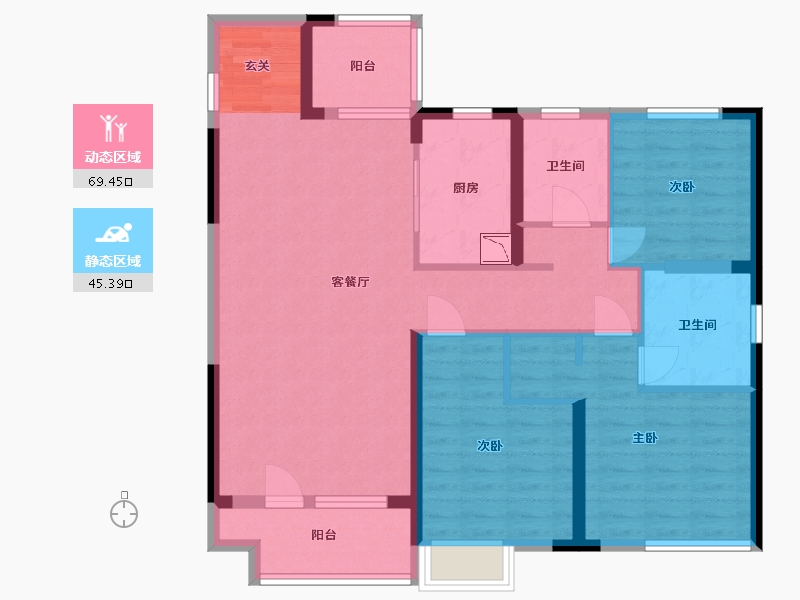 山东省-烟台市-旭辉银盛泰・辉盛岚湾-102.40-户型库-动静分区