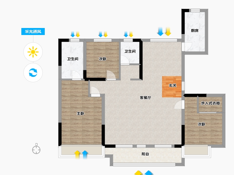 河南省-焦作市-焦作世合万达广场-109.60-户型库-采光通风