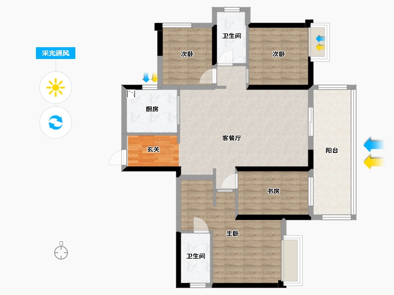 广西壮族自治区-南宁市-金科博翠天宸-104.56-户型库-采光通风