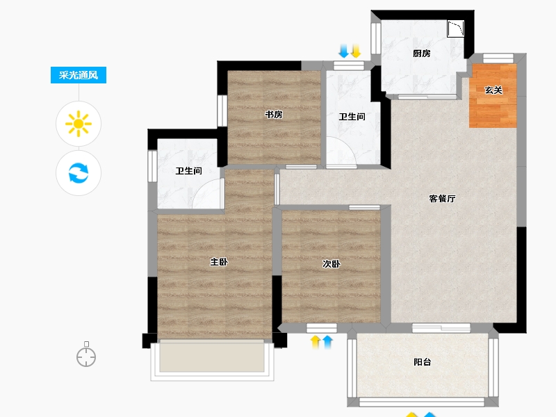 广西壮族自治区-南宁市-锦上城-63.85-户型库-采光通风