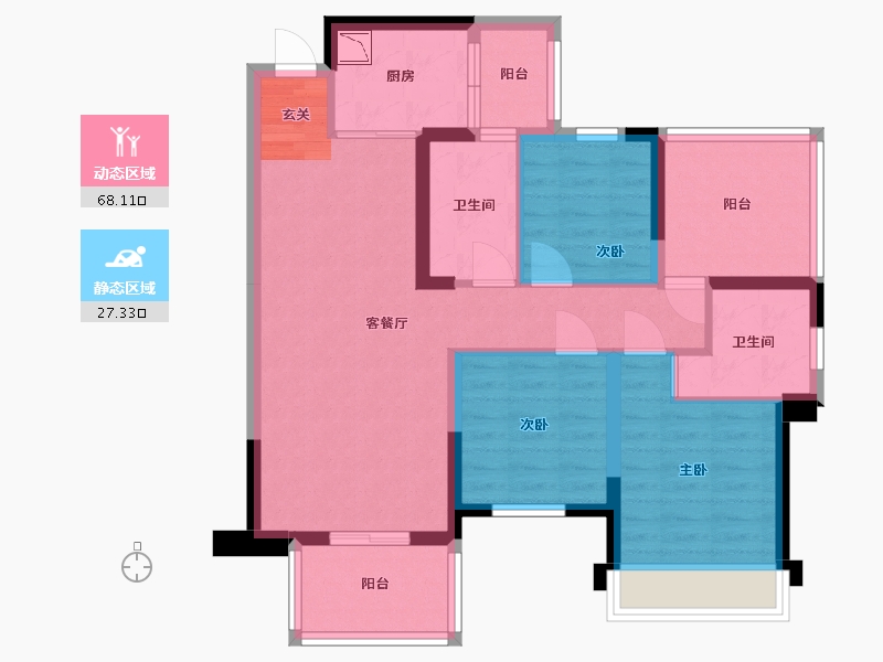 广西壮族自治区-南宁市-盛邦珑悦-83.79-户型库-动静分区