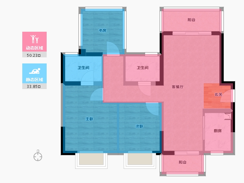 广西壮族自治区-南宁市-中南春风南岸-74.13-户型库-动静分区