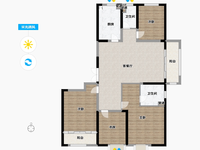 山东省-菏泽市-菏泽当代城MOMΛ-144.00-户型库-采光通风