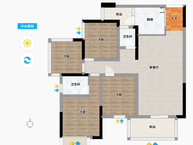 广西壮族自治区-南宁市-路桥壮美山湖-96.47-户型库-采光通风